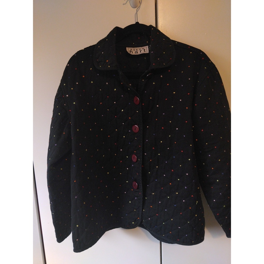 Vintage Womans Rainbow Polka Dots Jacket Size S Dark Academia Preppy Ditsy